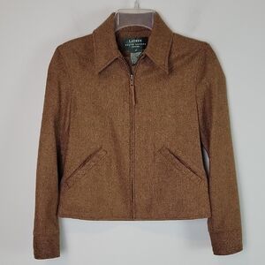 Ralph Lauren brown equestrian wool Zip jacket size 2P